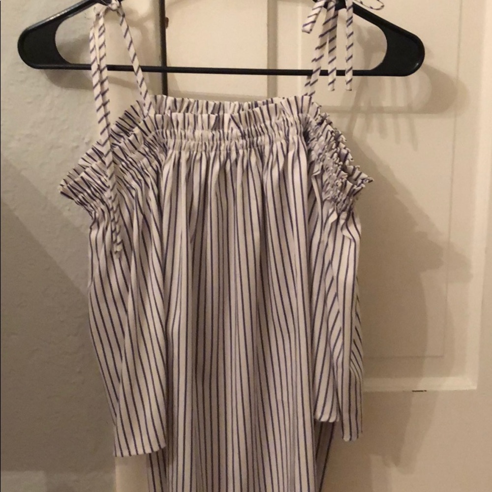 Gray and white striped shirt